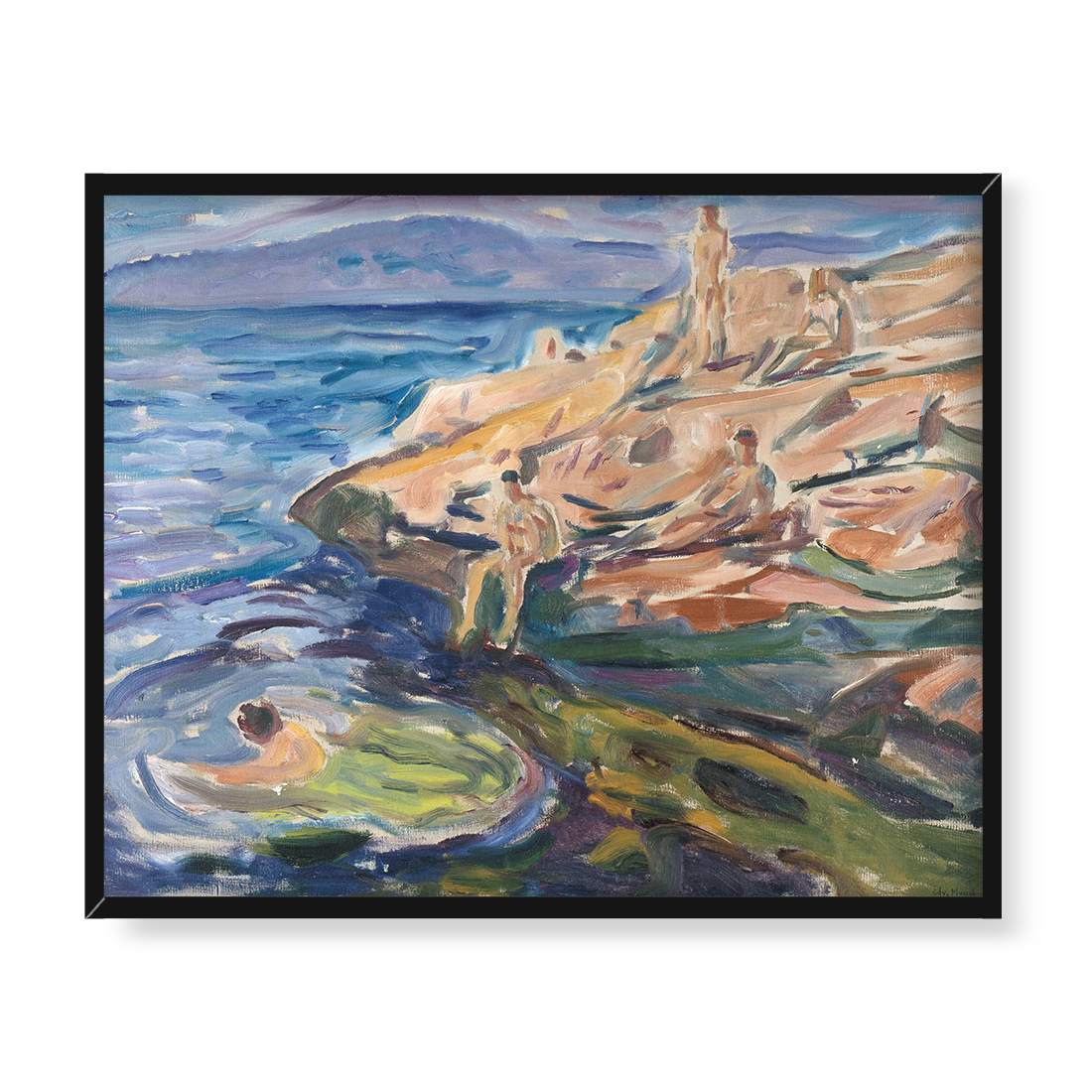 Edvard Munch Kąpiący się mężczyźni na skałach 50x40