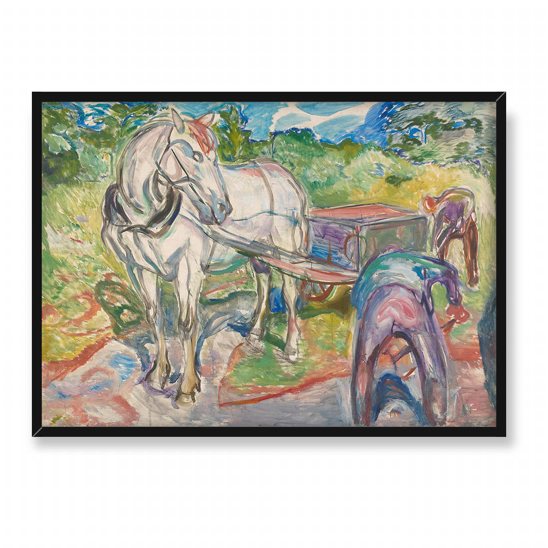 Edvard Munch Kopiący mężczyźni z koniem i wozem 70x50