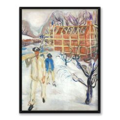 Edvard Munch Robotnicy budowlani na śniegu 30×40