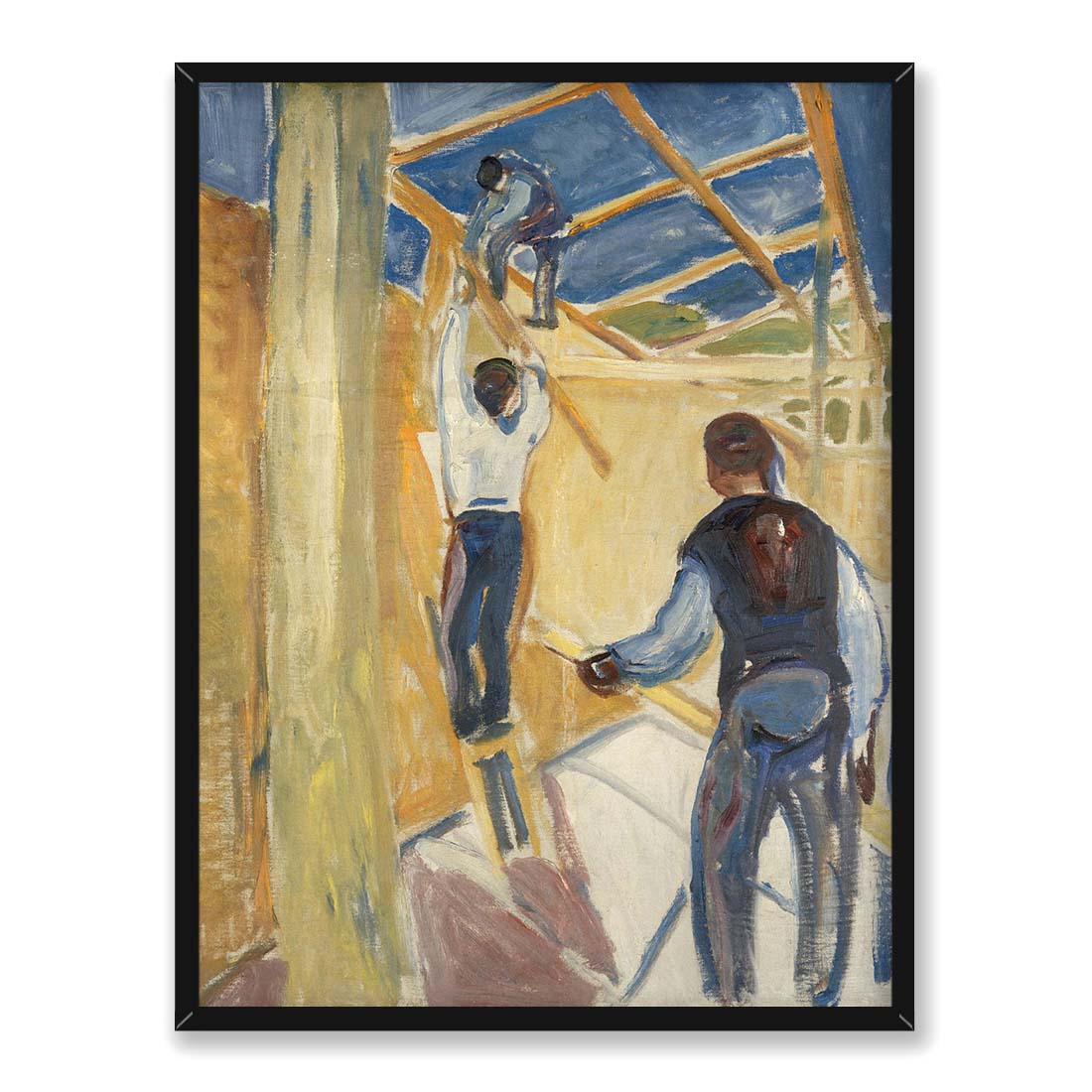 Edvard Munch Robotnicy budowlani w pracowni 30x40 w RAMIE