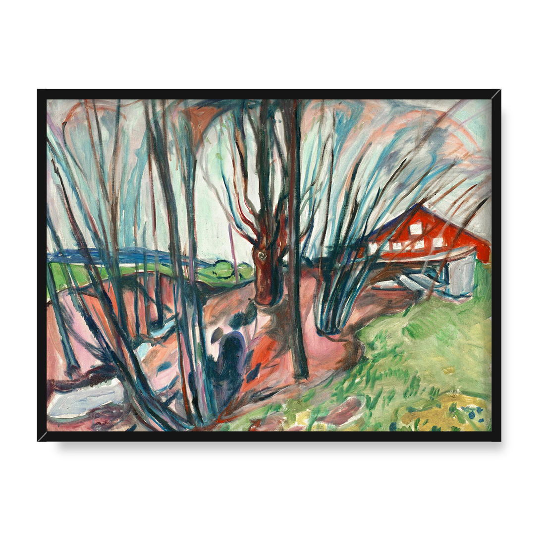 Edvard Munch Wiosenny pejzaż z czerwonym domem 30x40