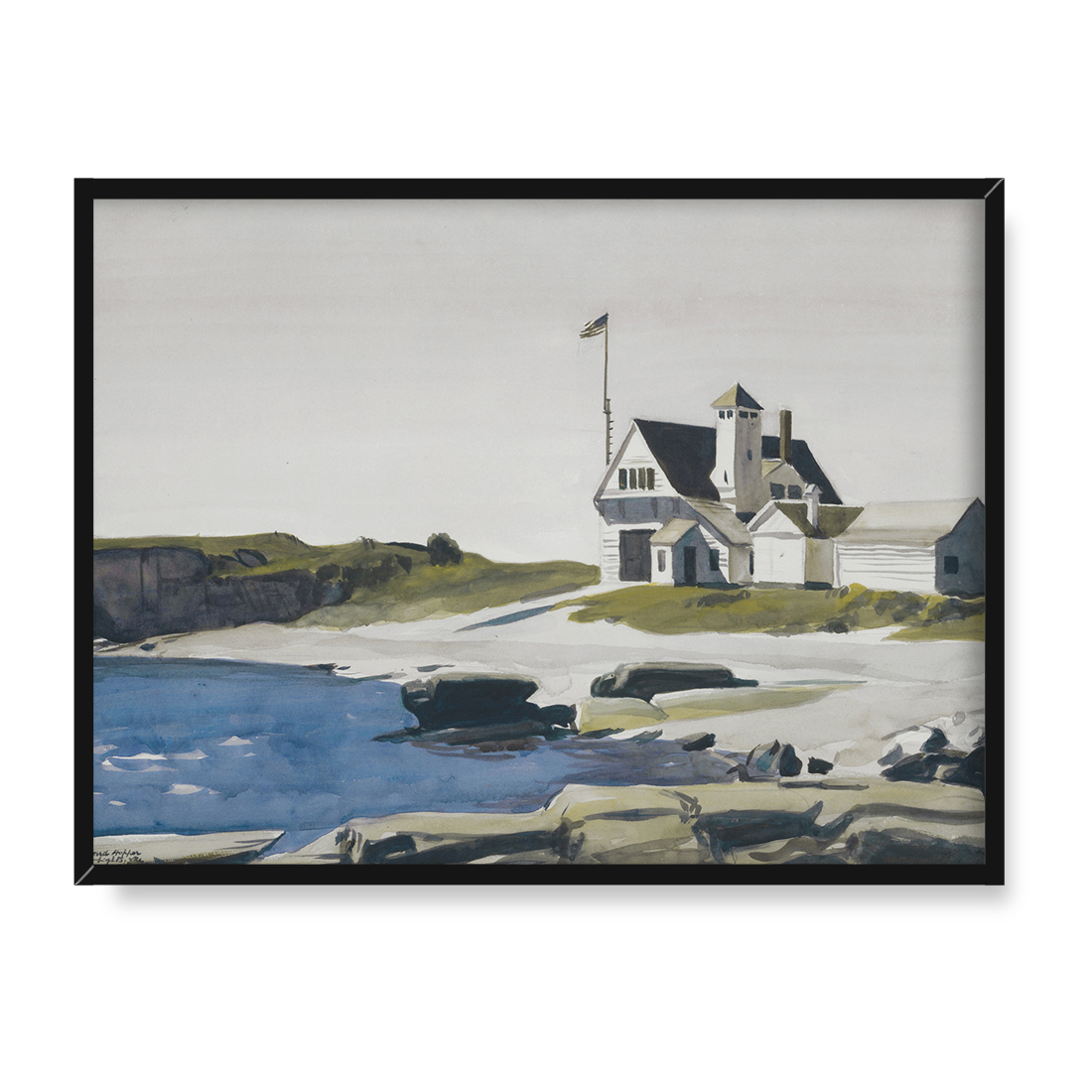 Edward Hopper Stacja Straży Wybrzeża Two Lights Maine 40x30 w RAMIE