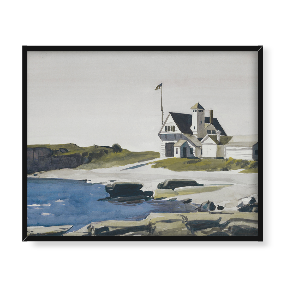 Edward Hopper Stacja Straży Wybrzeża Two Lights Maine 50x40 w RAMIE
