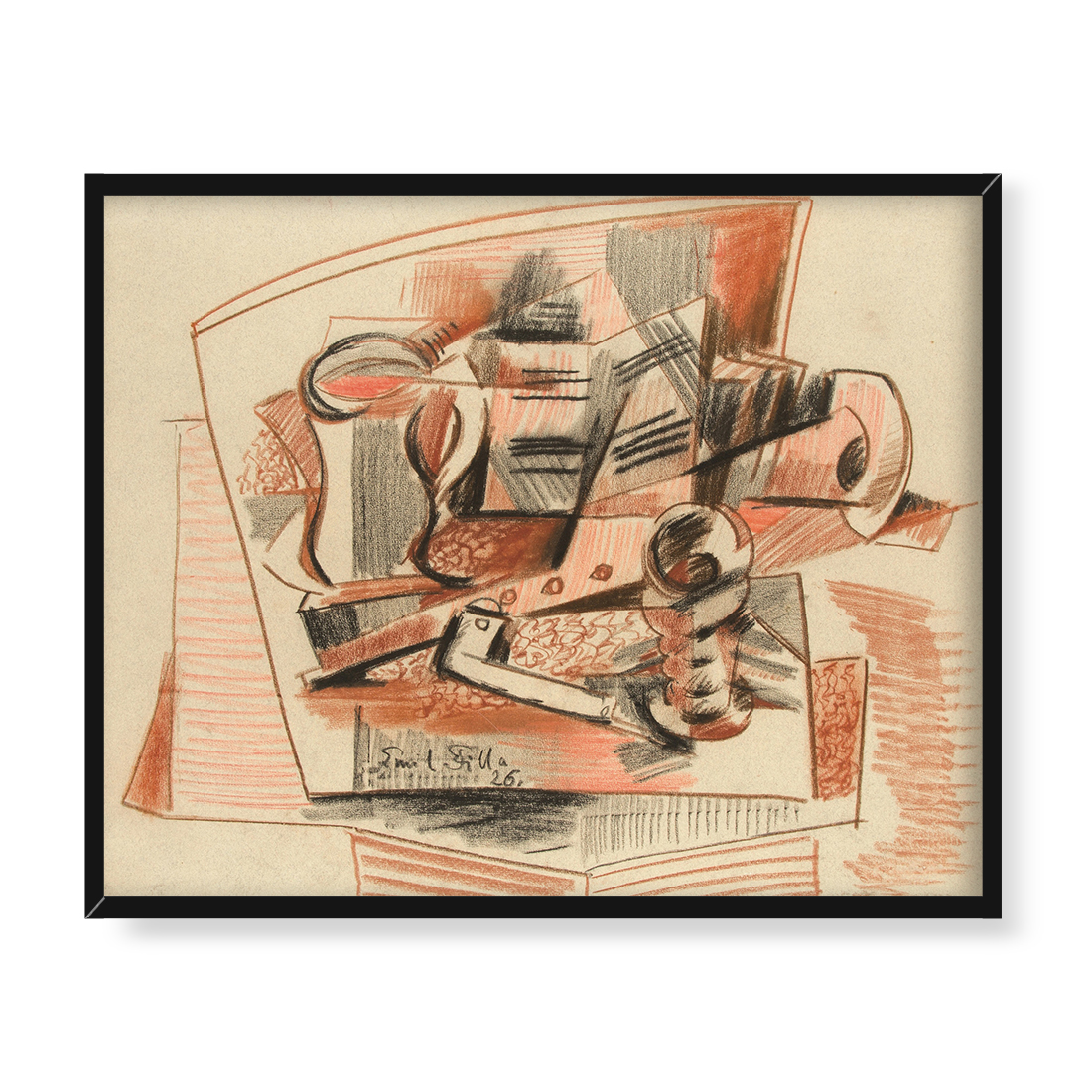 Emil Filla Martwa natura z dzbanem szklanką i fajką 50x40