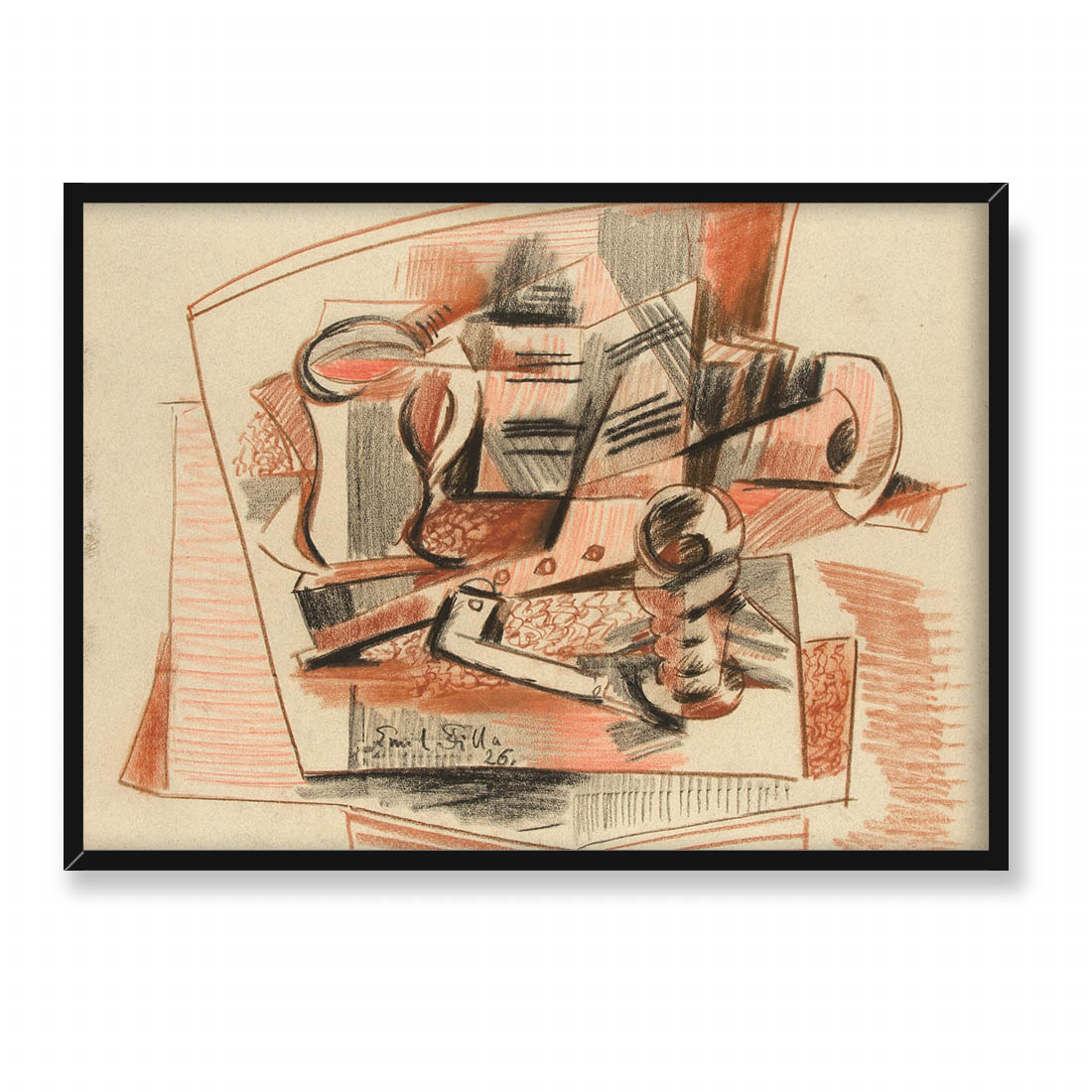 Emil Filla Martwa natura z dzbanem szklanką i fajką 70x50