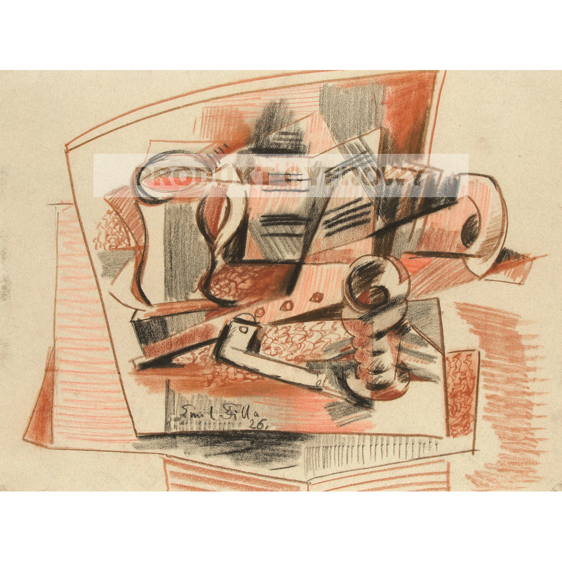 Emil Filla Martwa natura z dzbanem szklanką i fajką — produkt cyfrowy do pobrania