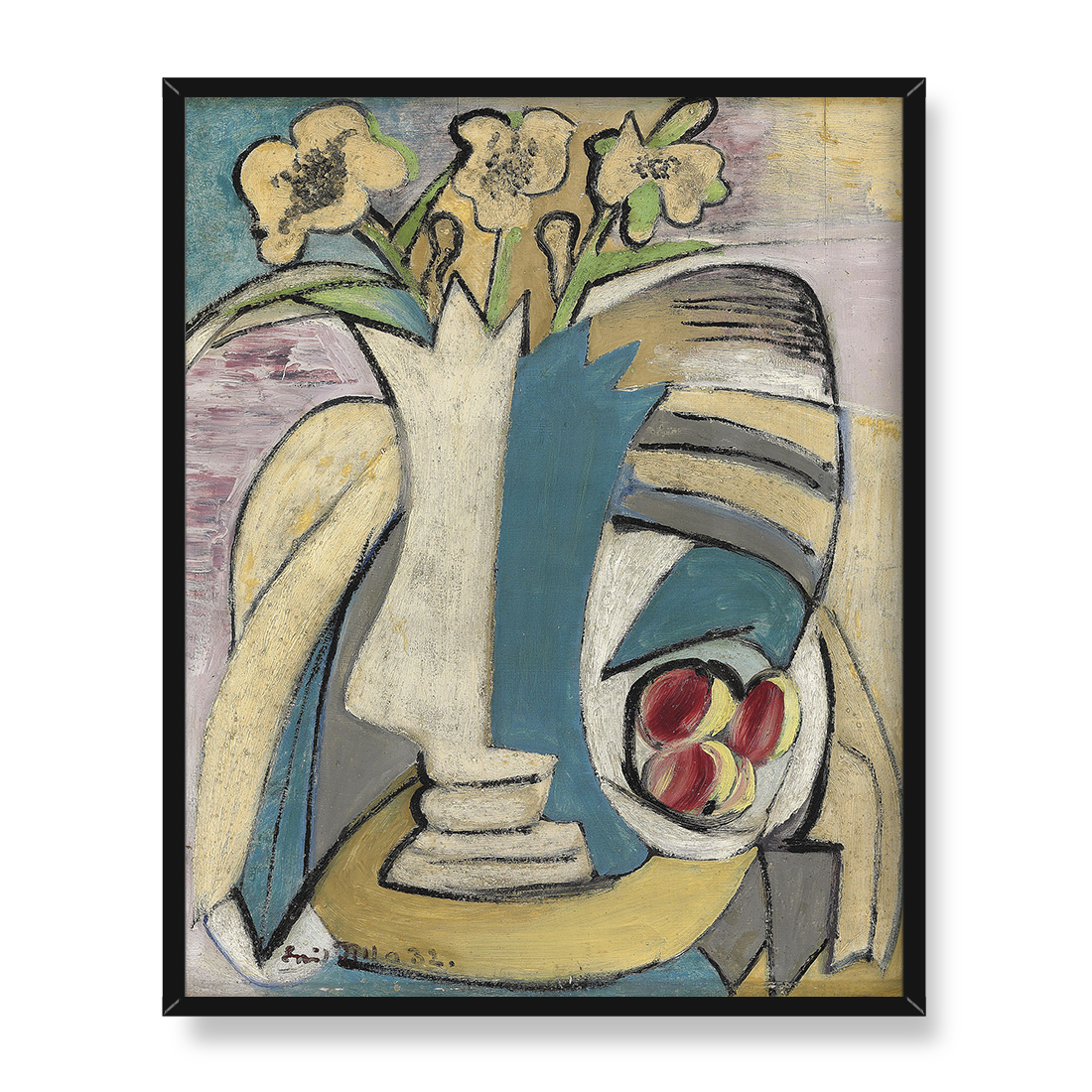 Emil Filla Wazon z kwiatami i brzoskwiniami 40x50