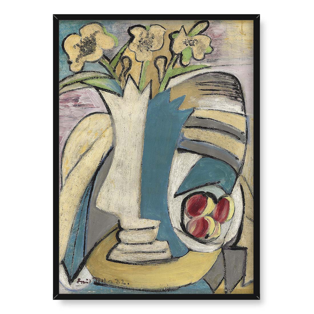 Emil Filla Wazon z kwiatami i brzoskwiniami 50x70