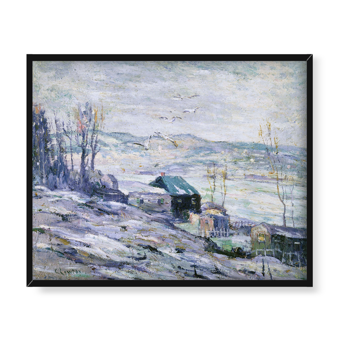 Ernest Lawson Wietrzny dzień nad rzeką Bronx 50x40 w RAMIE