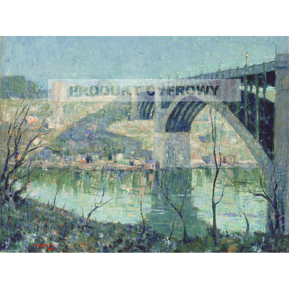 Ernest Lawson Wiosenna noc nad rzeką Harlem — produkt cyfrowy do pobrania