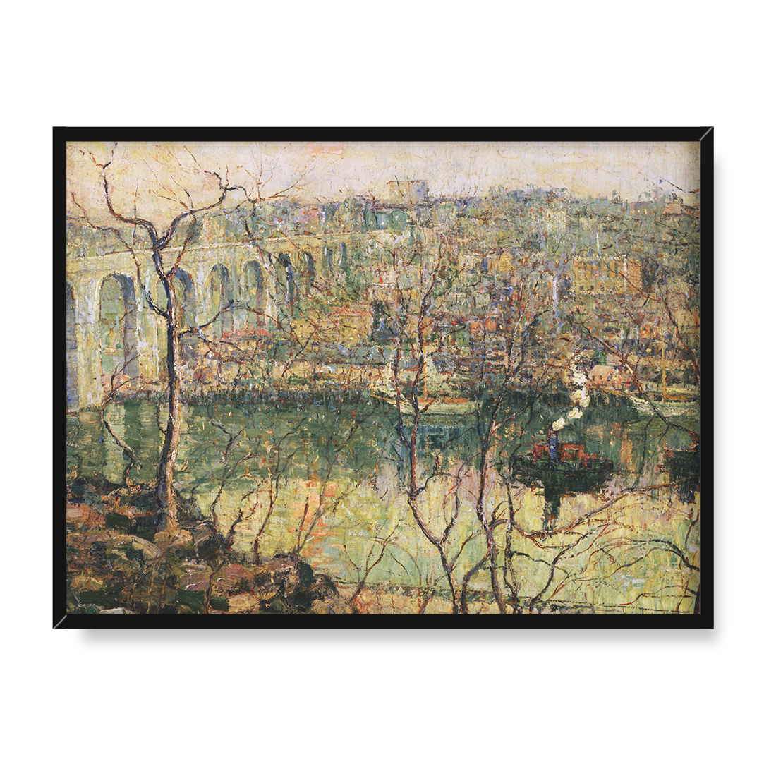 Ernest Lawson Wysoki Most Wczesny Księżyc 40x30 w RAMIE