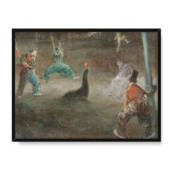 Everett Shinn Klauni grający w piłkę z foką 30×40