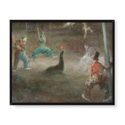 Everett Shinn Klauni grający w piłkę z foką 50×40