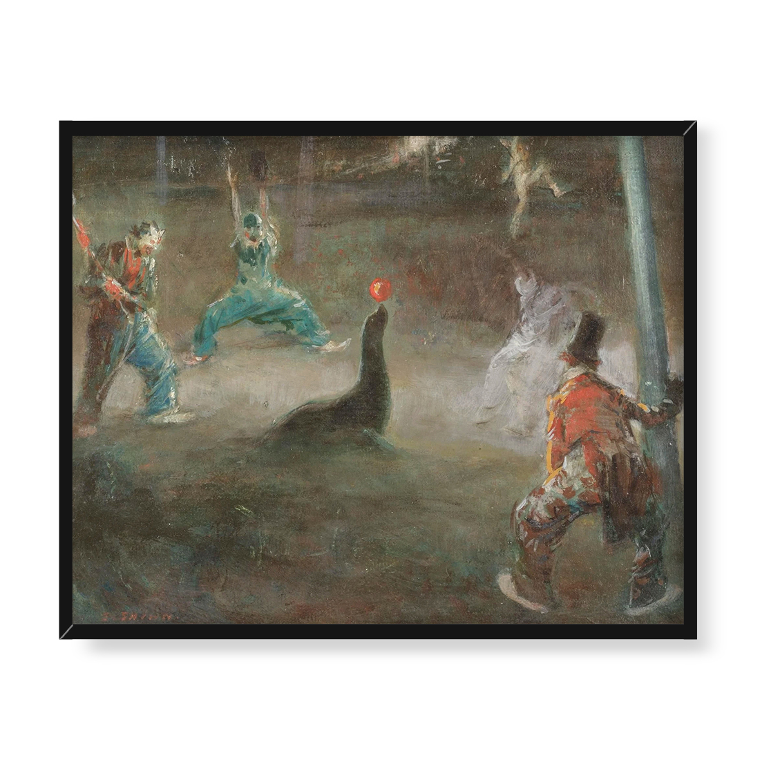 Everett Shinn Klauni grający w piłkę z foką 50x40
