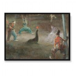 Everett Shinn Klauni grający w piłkę z foką 70×50