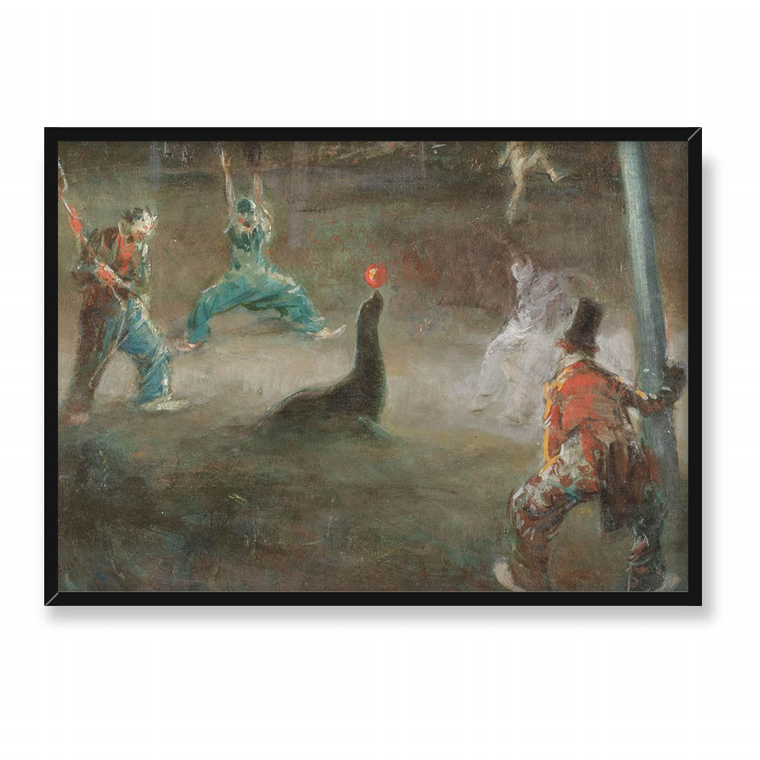 Everett Shinn Klauni grający w piłkę z foką 70x50