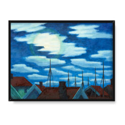 Ewald Dahlskog Blask księżyca nad dachami 30×40