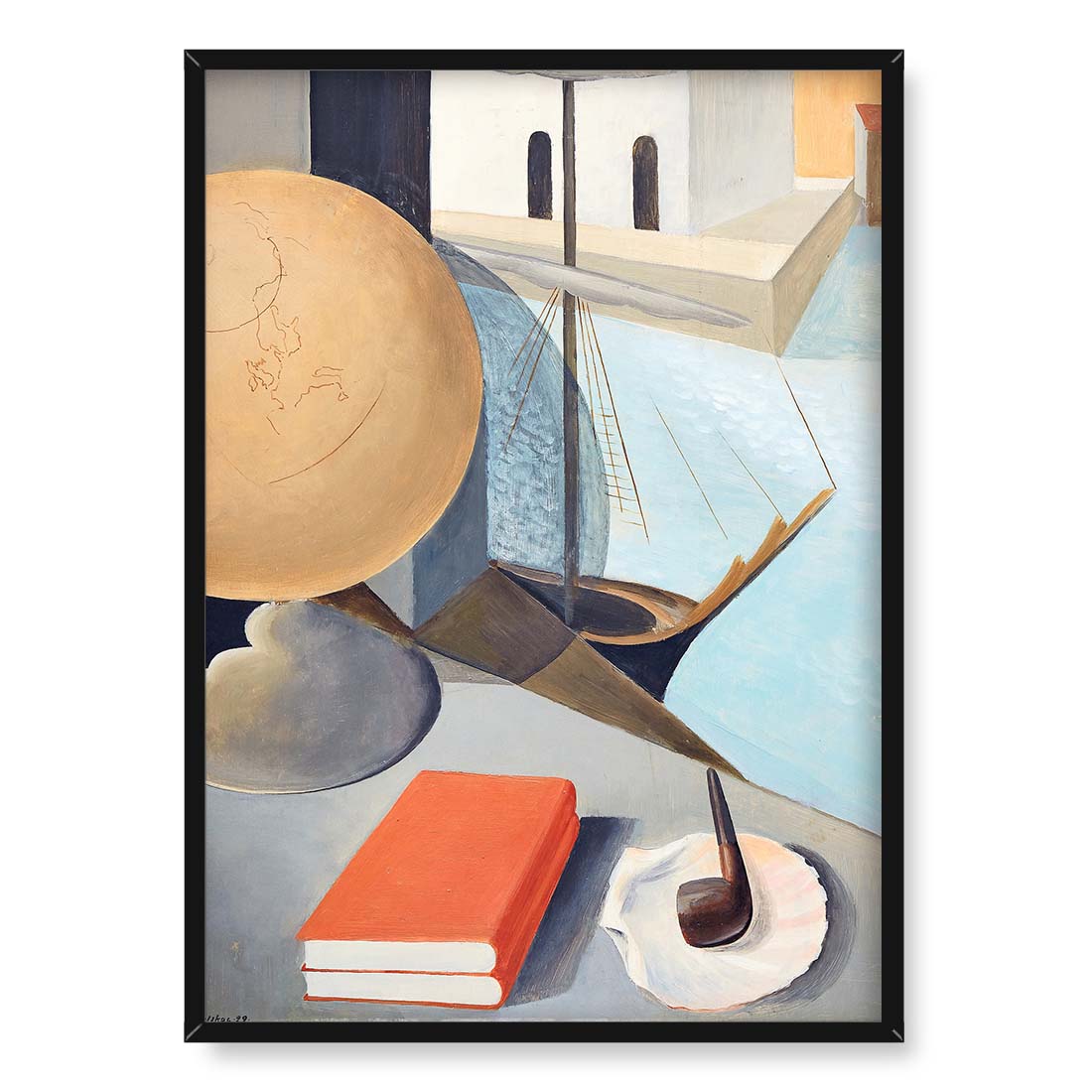 Ewald Dahlskog Martwa natura z fajką książką i globusem 50x70