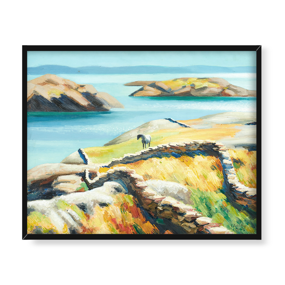 Ewald Dahlskog Pasący się koń w pejzażu nadmorskim 50x40