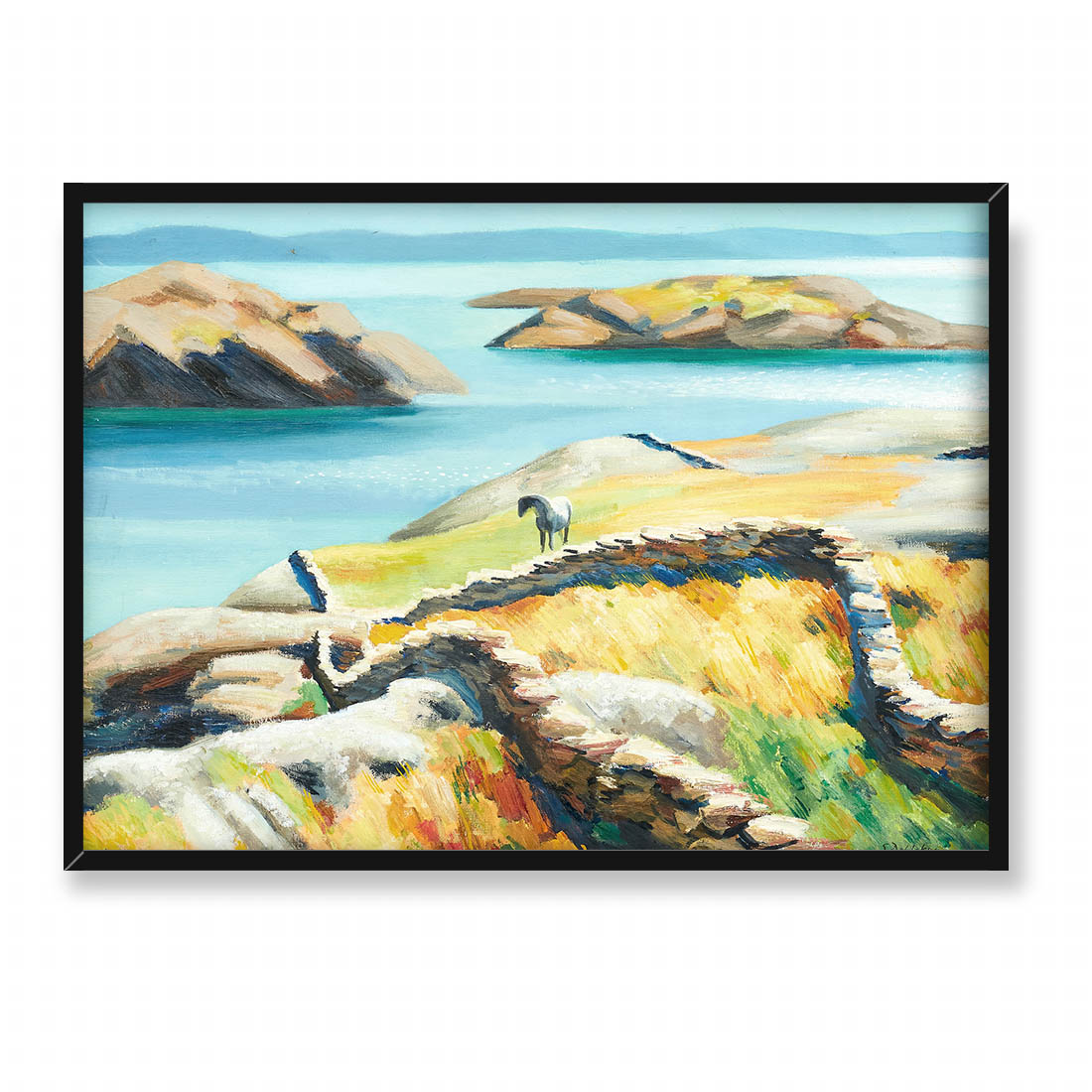 Ewald Dahlskog Pasący się koń w pejzażu nadmorskim 70x50