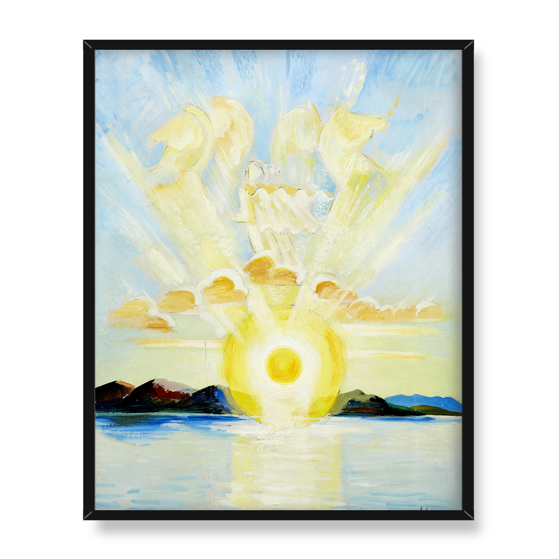 Ewald Dahlskog Promienne słońce nad taflą wody 40x50 w RAMIE