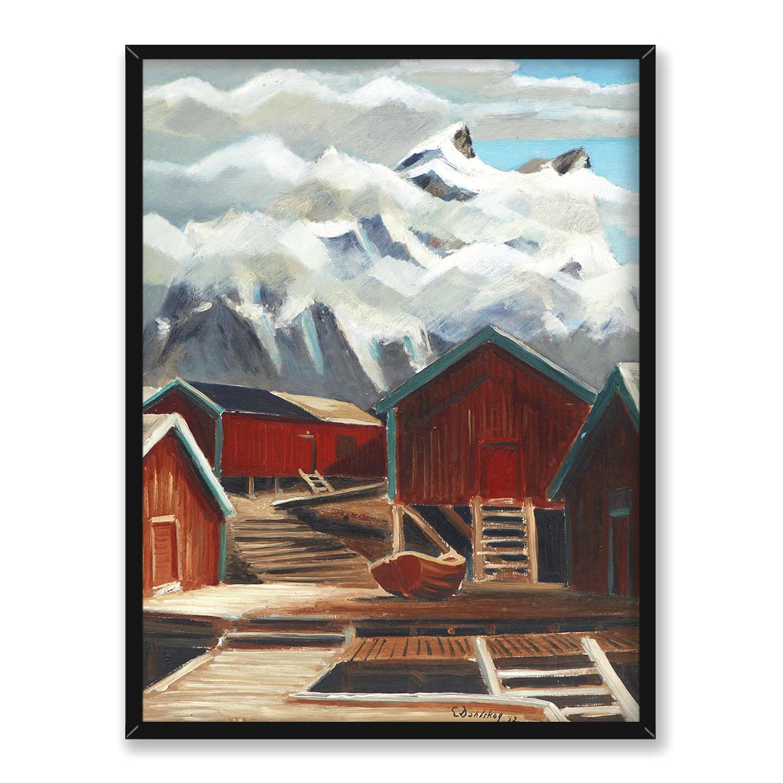 Ewald Dahlskog Szopy rybackie 30x40 w RAMIE