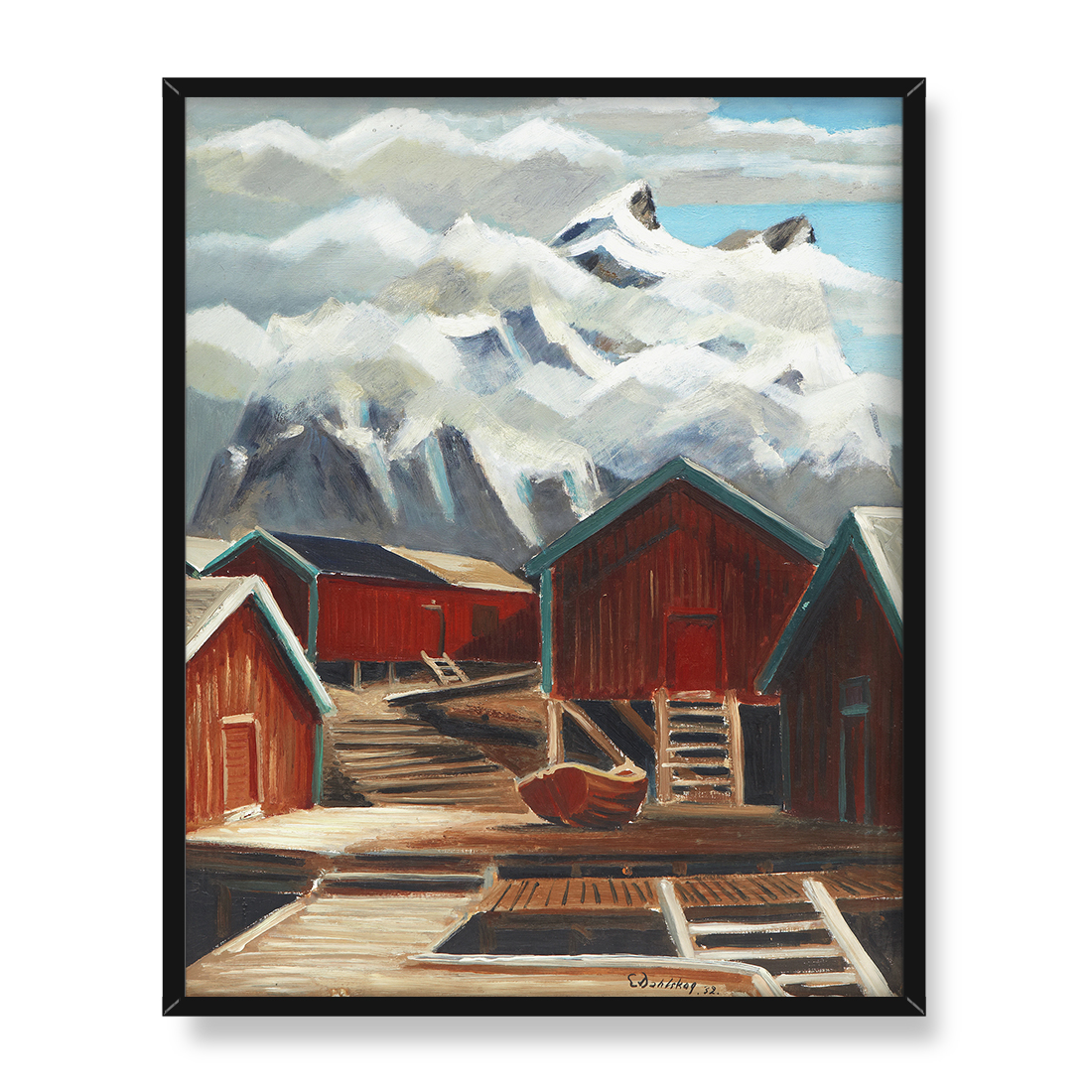 Ewald Dahlskog Szopy rybackie 40x50 w RAMIE