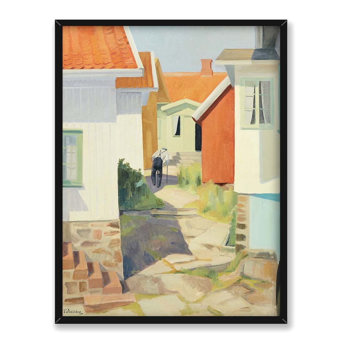 Ewald Dahlskog W osadzie rybackiej 30x40 w RAMIE