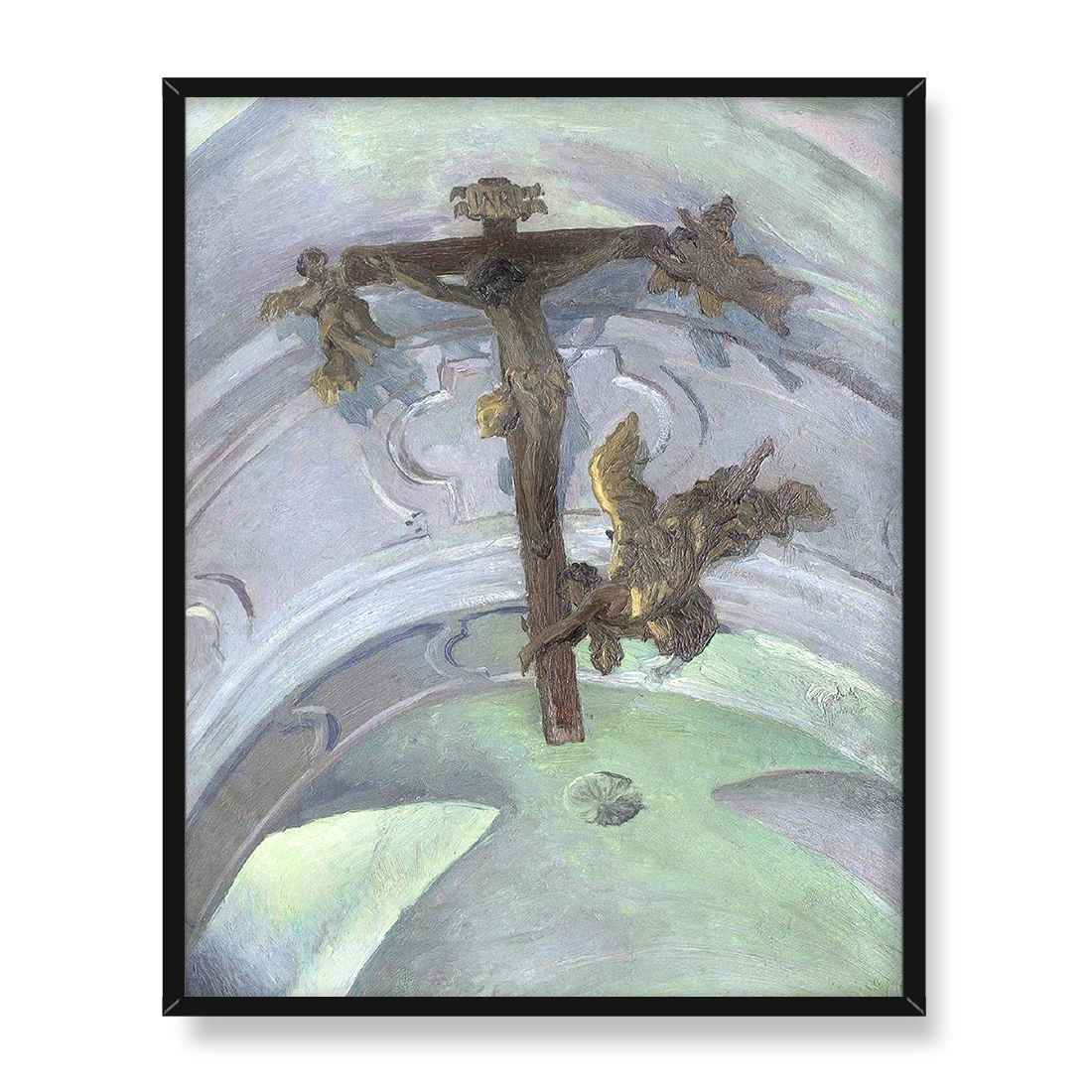 Ferdynand Ruszczyc Krzyż pod sklepieniem kościoła w Tyńcu 40x50