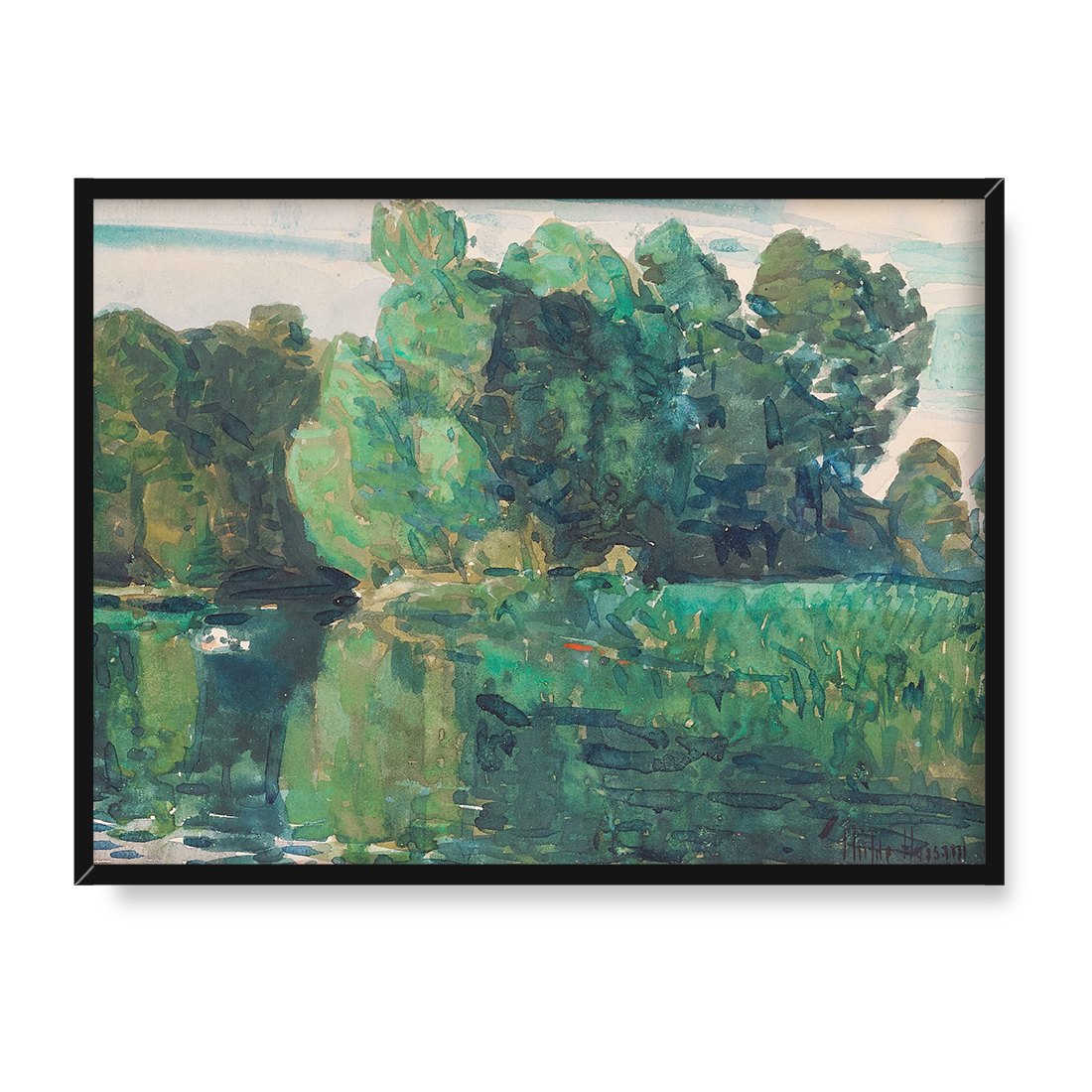 Frederick Childe Hassam Drzewa nad jeziorem 30x40