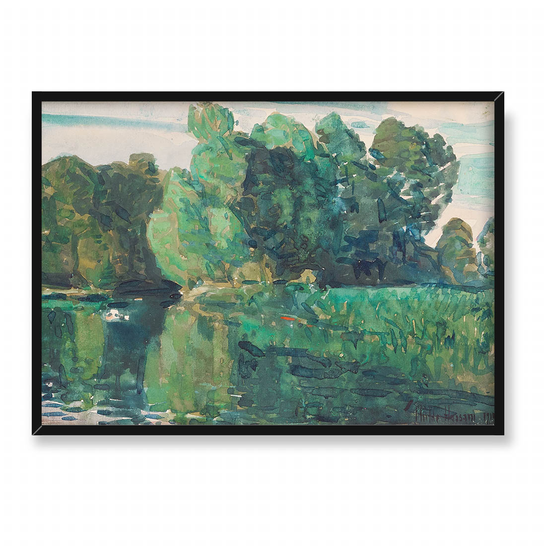 Frederick Childe Hassam Drzewa nad jeziorem 70x50