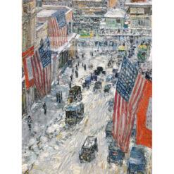 Frederick Childe Hassam Flagi na 57 ulicy zimą — produkt cyfrowy do pobrania