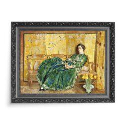 Frederick Childe Hassam Kwiecień Zielona suknia 70×50
