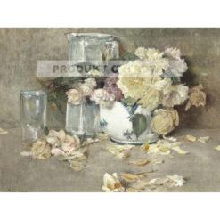 Frederick Childe Hassam Martwa natura z różami szklanym dzbankiem i miską — produkt cyfrowy do pobrania