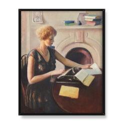 Guy Pene du Bois Teddy przy maszynie do pisania 40×50