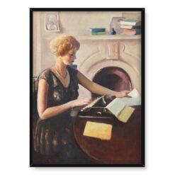 Guy Pene du Bois Teddy przy maszynie do pisania 50×70