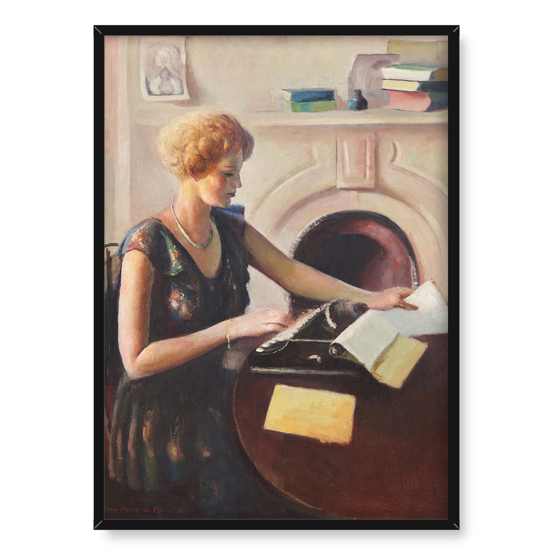 Guy Pene du Bois Teddy przy maszynie do pisania 50x70