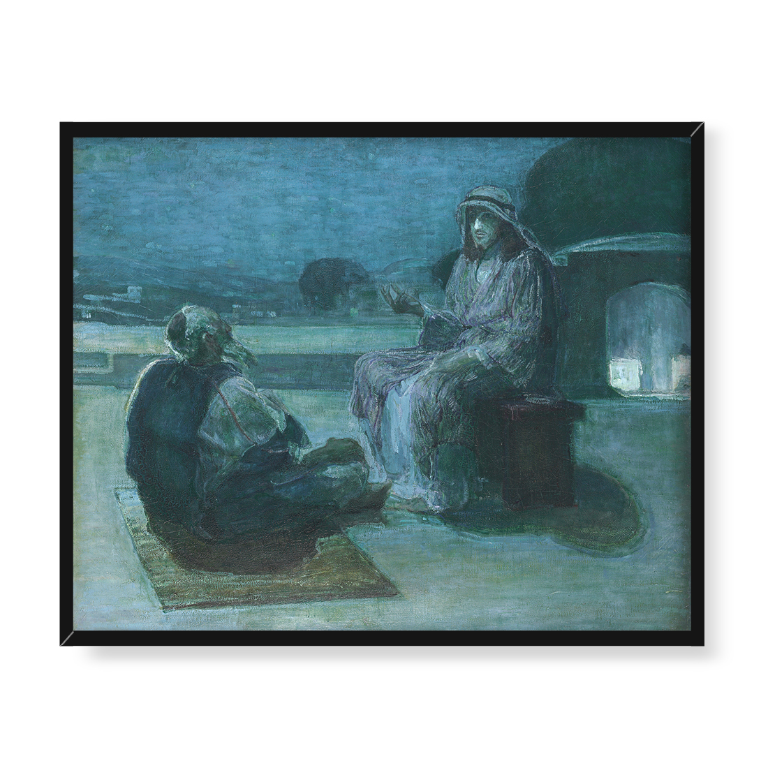 Henry Ossawa Tanner Nikodem przychodzący do Jezusa 2 50x40 w RAMIE