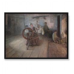 Henry Ossawa Tanner Przędzenie przy świetle ognia 70×50