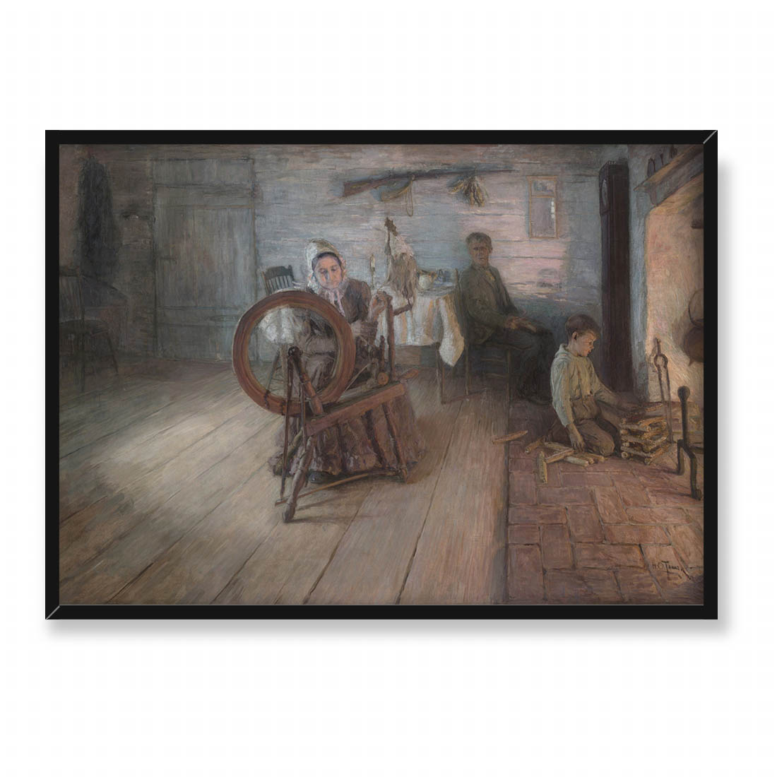 Henry Ossawa Tanner Przędzenie przy świetle ognia 70x50