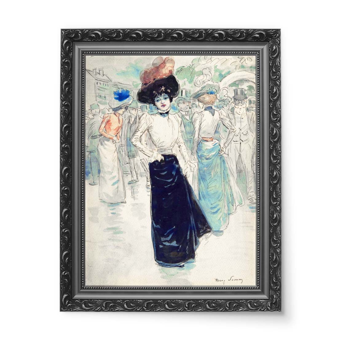 Henry Somm Paryżanka na zatłoczonej ulicy wydruk na płótnie 50x70