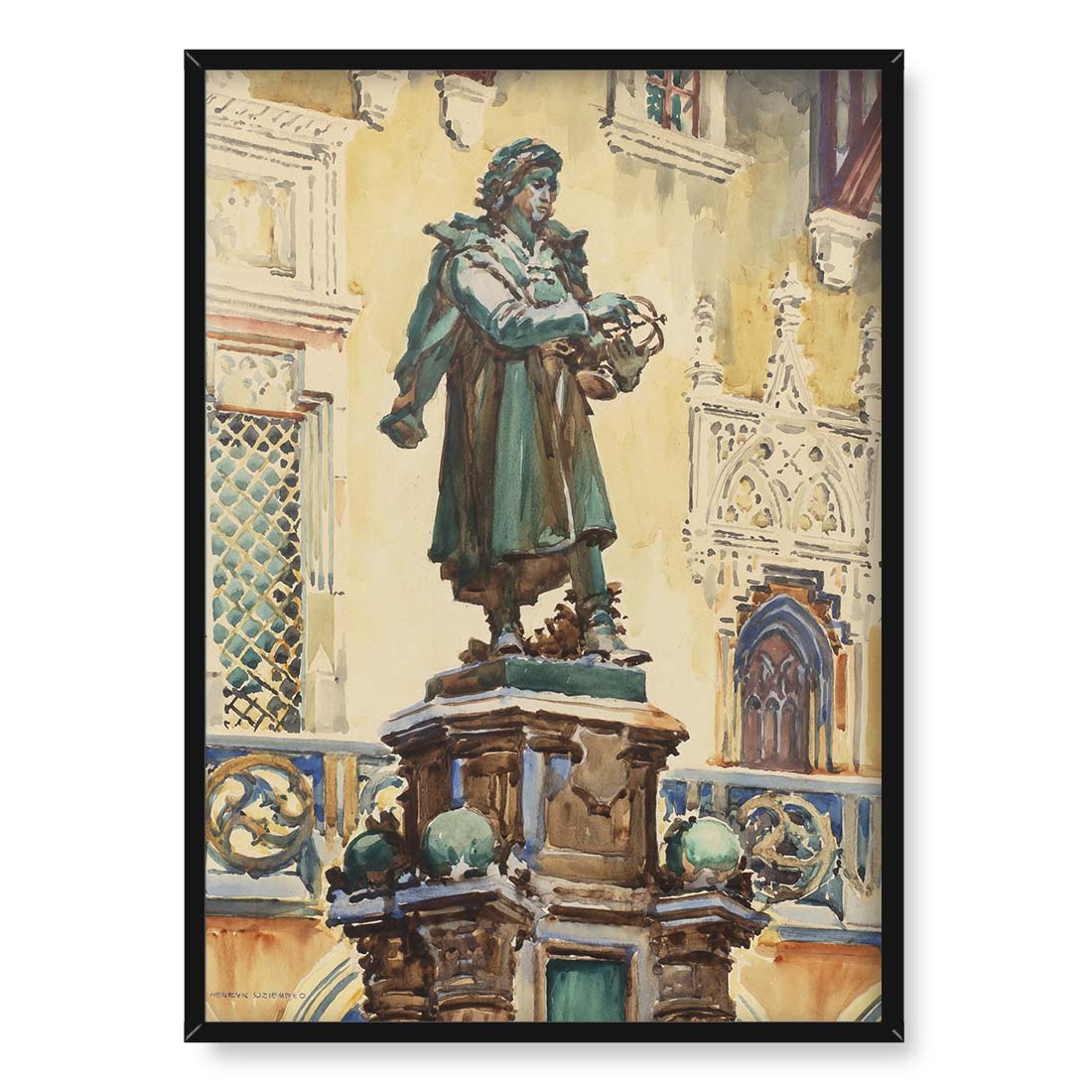 Henryk Uziembło Pomnik Kopernika na dziedzińcu Collegium Maius 50x70