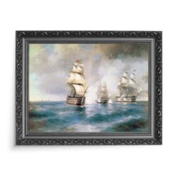 Iwan Ajwazowski Bryg Merkury atakowany przez dwa tureckie okręty 70×50