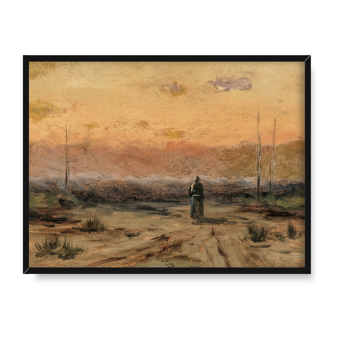 Jakub Schikaneder Kobieta na brzegu morza o wschodzie słońca 40x30