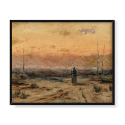 Jakub Schikaneder Kobieta na brzegu morza o wschodzie słońca 50×40