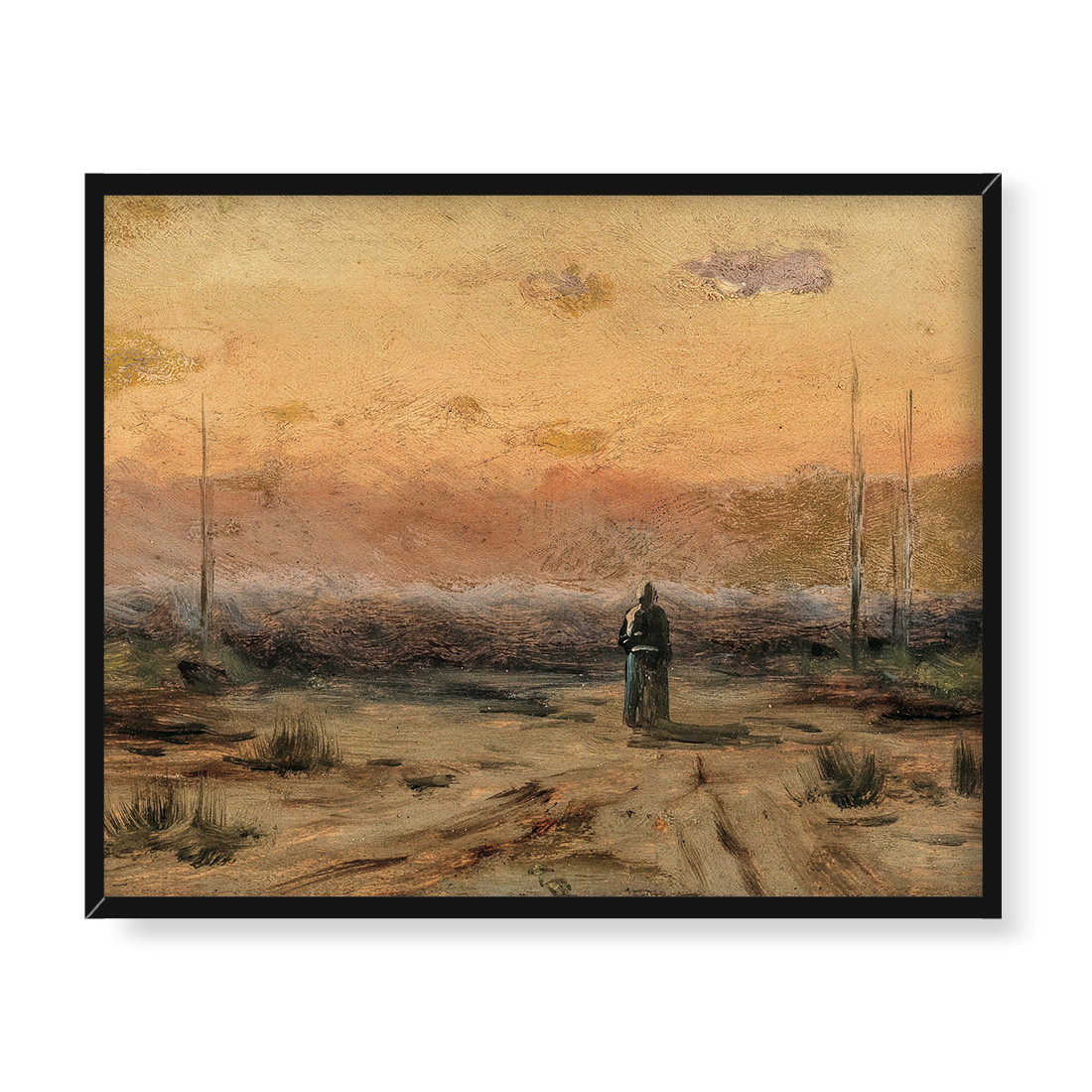 Jakub Schikaneder Kobieta na brzegu morza o wschodzie słońca 50x40