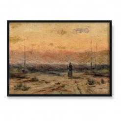 Jakub Schikaneder Kobieta na brzegu morza o wschodzie słońca 70×50