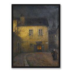 Jakub Schikaneder Narożnik ulicy w Pradze 30×40