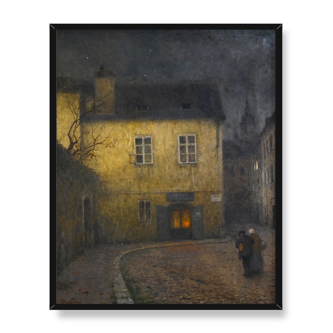 Jakub Schikaneder Narożnik ulicy w Pradze 40x50