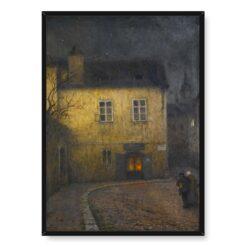 Jakub Schikaneder Narożnik ulicy w Pradze 50×70